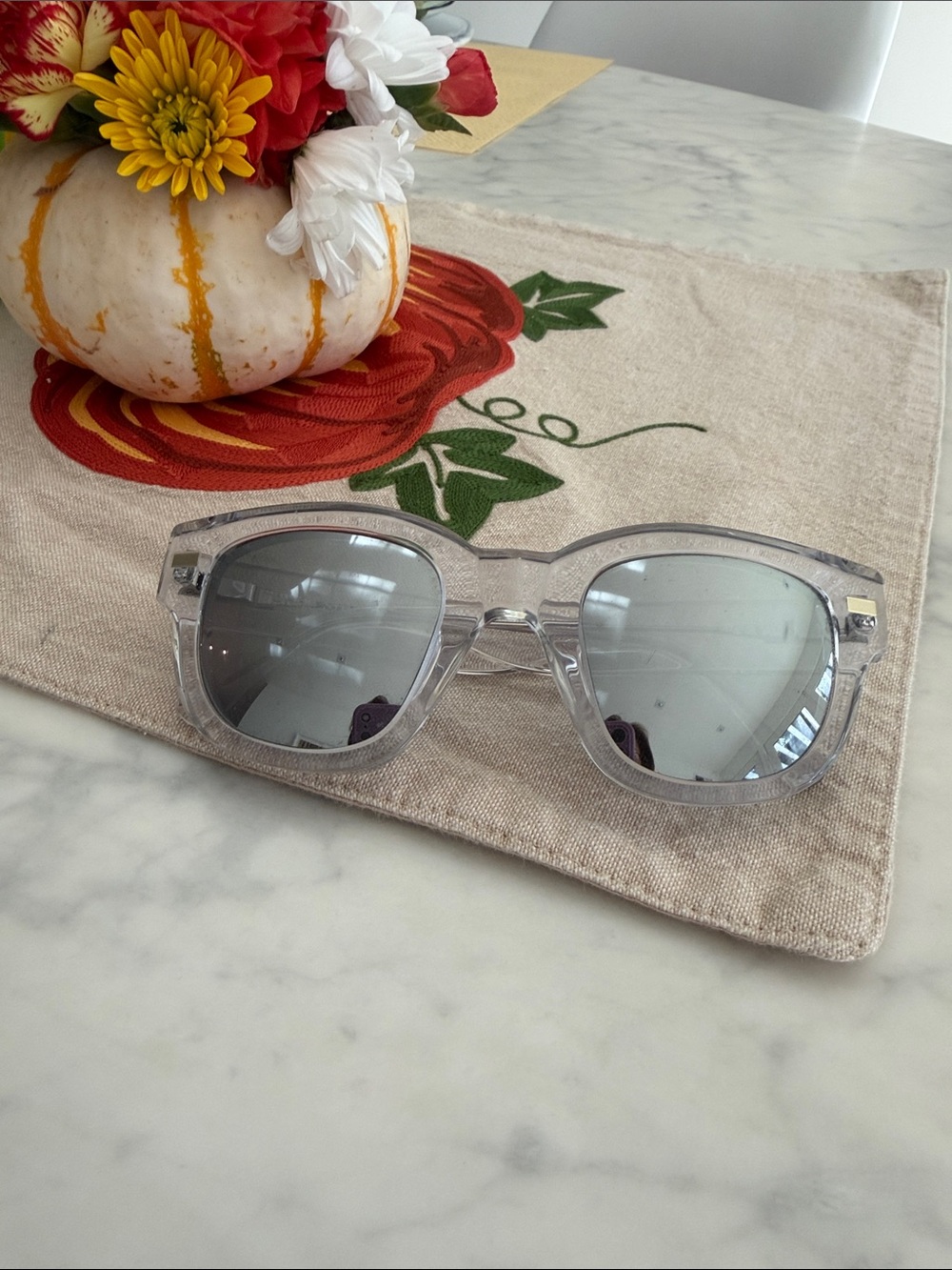 Acne Clear Frame Sunglasses with Mirrored Lenses